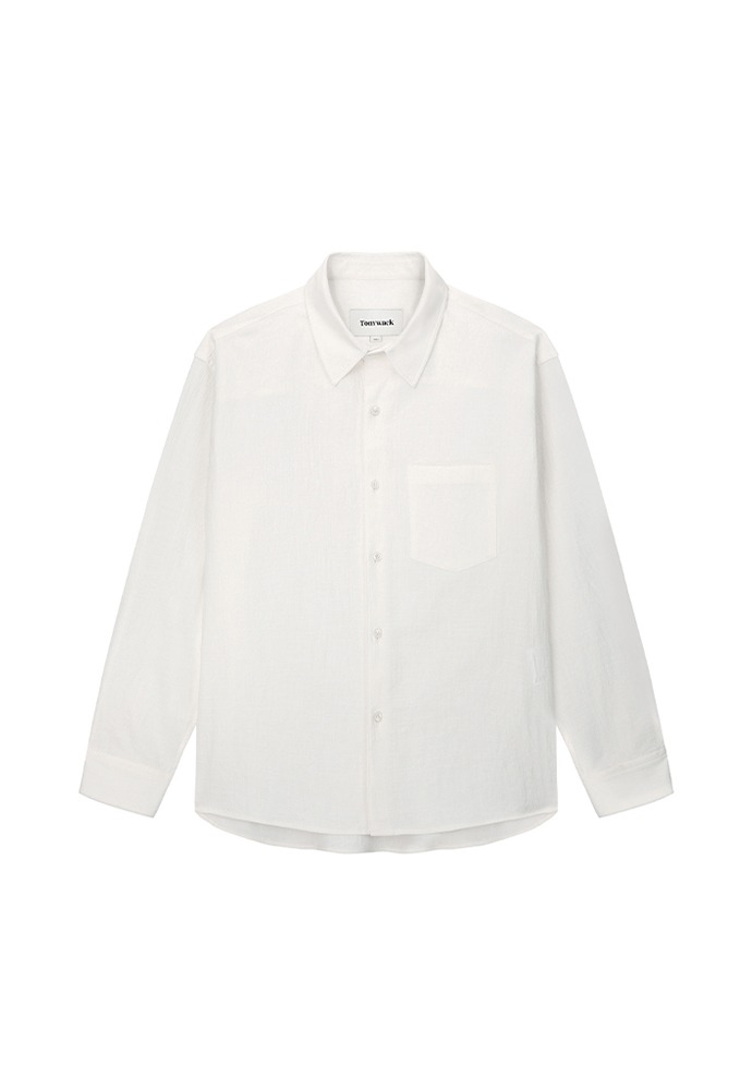 Textured Crepe Long-sleeve Shirts_ Off White