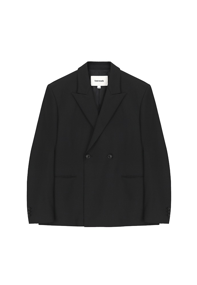 Tailored Double Breasted Blazer_ Black