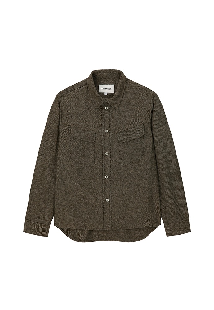 Brushed Wool Welt Pocket Shirt Jacket_ Twill Dark Beige