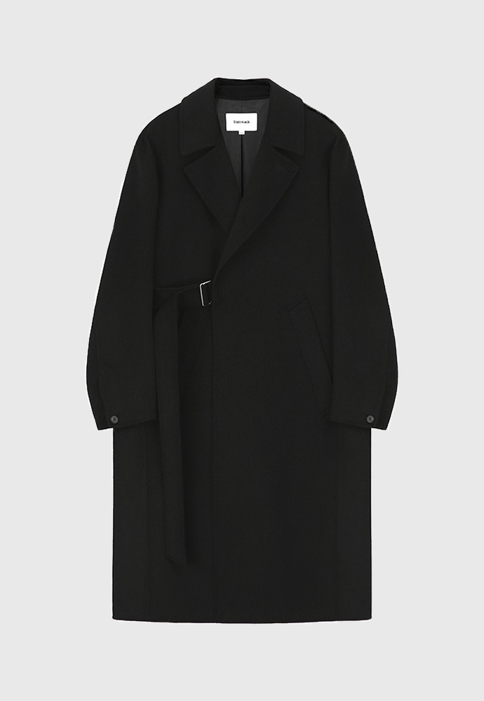Handmade Cashmere Belted Over Coat_ Black