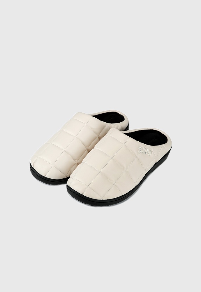 SUBU X Tonywack Quilted Leather Down Sandal_ Cream