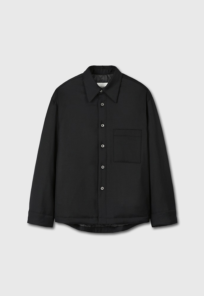 Hard Twist Wool Padded Shirt Jacket_ Black