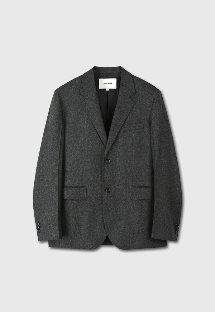 Wool and Cashmere Tailored Blazer_ Charcoal
