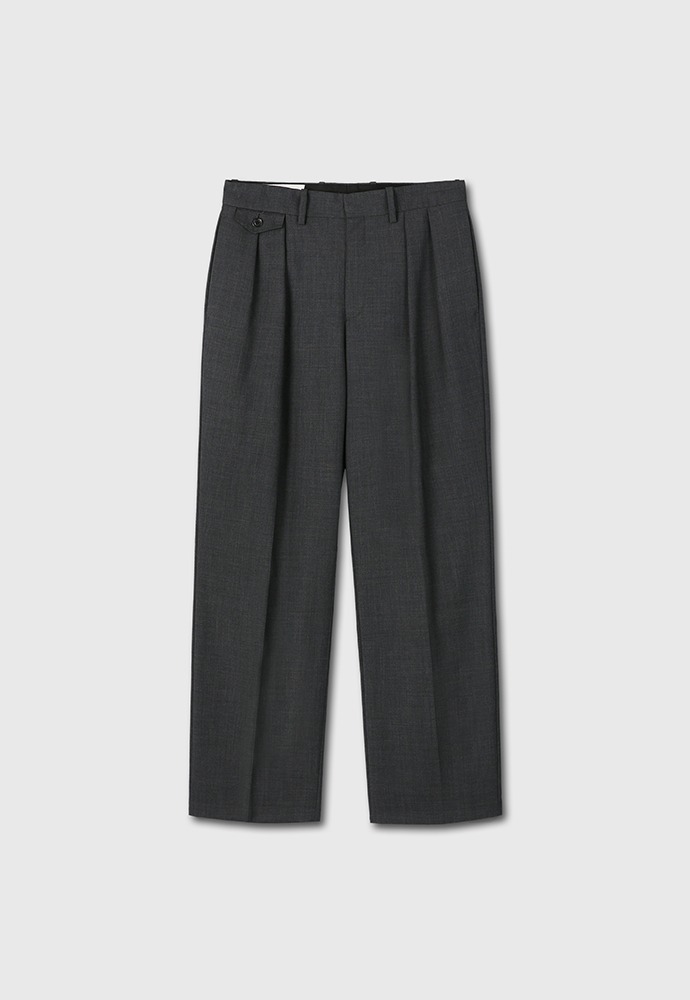 Double-pleats Relaxed Trousers_ Grey