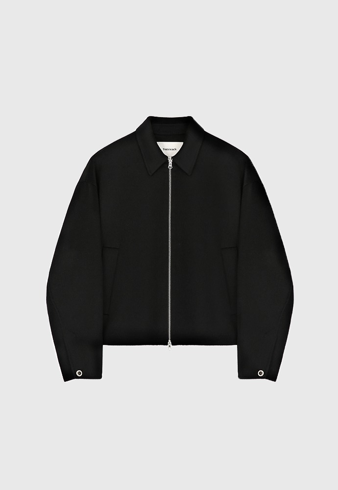 Handmade Cashmere Zipped Blouson Jacket_ Black