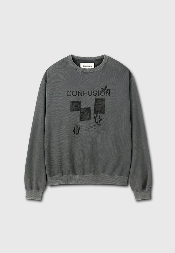Confusion Mugshot Garment-dyeing Sweatshirt_ Faded Grey