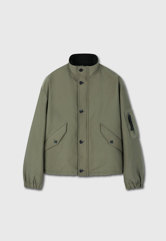 High Density C/P Garment Washed Padded Jacket_ Natural Olive