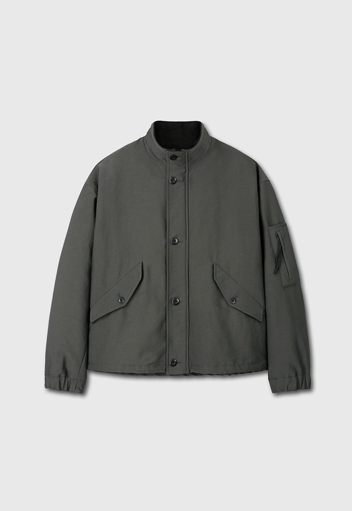 High Density C/P Garment Washed Padded Jacket_ Charcoal